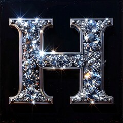 Diamond-encrusted letter H