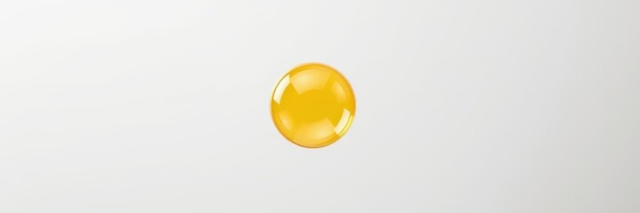 Solitary yellow soap bubble floats against a pure white backdrop, symbolizing isolation and fragility, single, macro, fragility