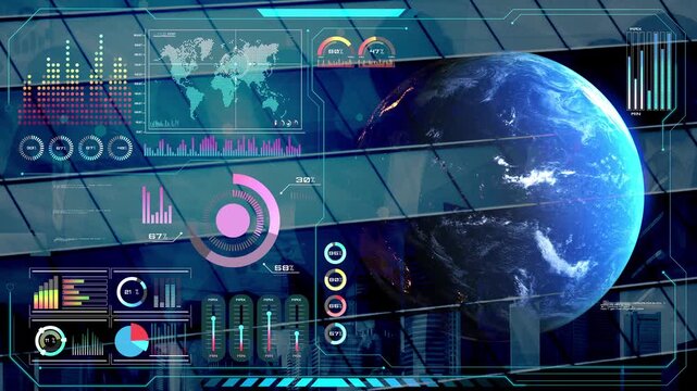 High-tech global network connection interface showing worldwide digital communication, data exchange, and internet connectivity. Global connection, data interaction, and worldwide communication. Thunk - Powered by Adobe