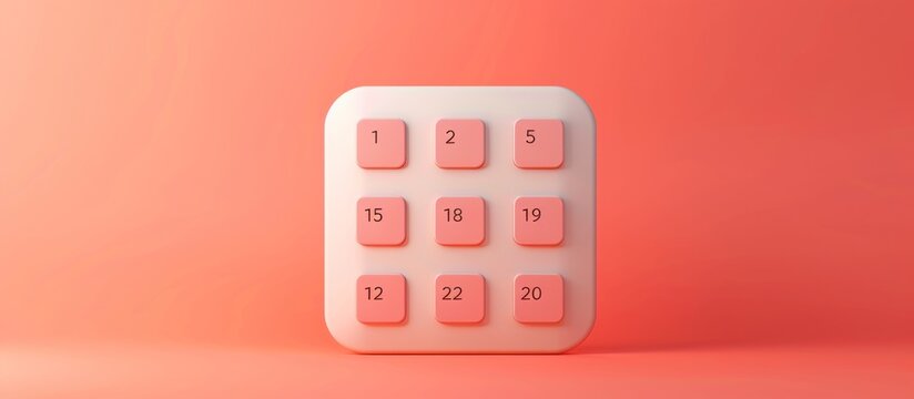 A white square with nine pink buttons numbered 1, 2, 5, 15, 18, 19, 12, 22, and 20, on a coral background.