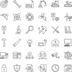 Industrial technology and science icons gears wrench