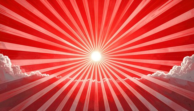 Radiating sun through clouds