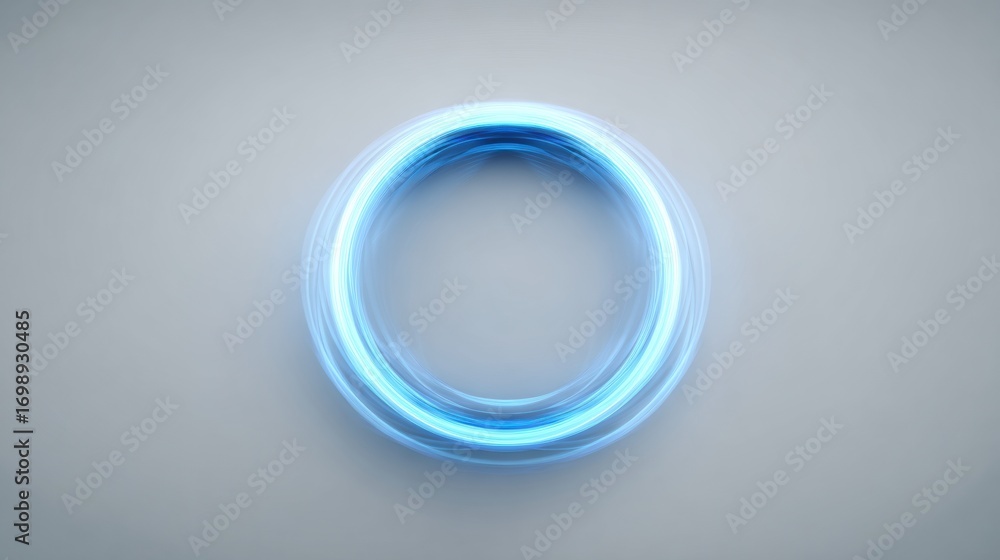 Poster bright blue illuminated circular design with a swirling effect on a smooth surface