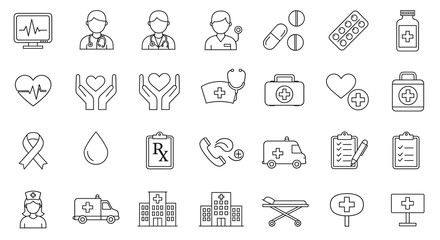 Medical healthcare line icons set