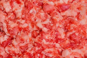 Minced pork uncooked food closeup raw meat texture background