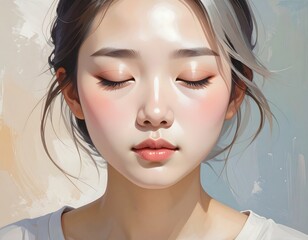 Digital portrait of serene young woman