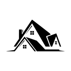 Solid black logo of a house