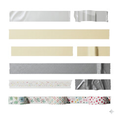 Realistic tape design elements and washi tape set