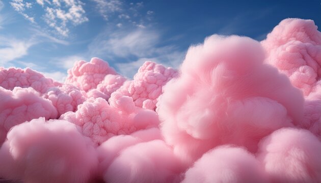 fluffy pink cotton candy clouds create whimsical and dreamy atmosphere perfect for festive occasions or sweet treats