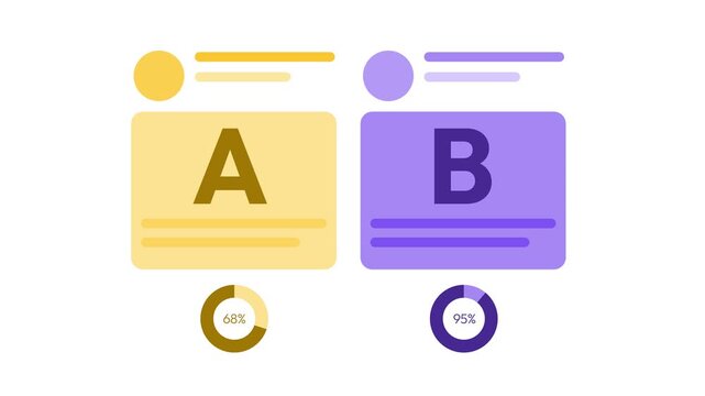 AB testing results comparison chart showing option B outperforming option A with different success rate, illustrated with colorful data visualization graphics 4k