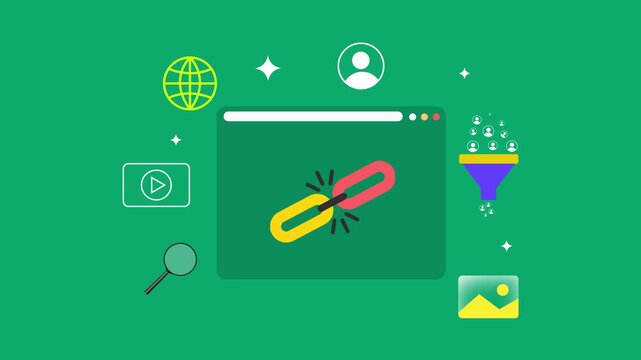 Backlinks, SEO, Connections, Audience Engagement, and increased Website Traffic. A Visual Representation of the backlinks, 4k animation on green screen