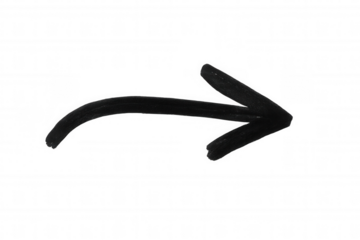 Black brush stroke arrow pointing rightward, indicating directional progress against transparent backdrop