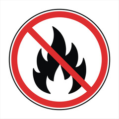 No Open Flame Sign with Red Circle and Slash