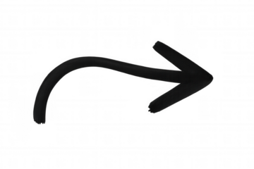 Black wavy arrow painted with brushstrokes, pointing rightward against transparent backdrop