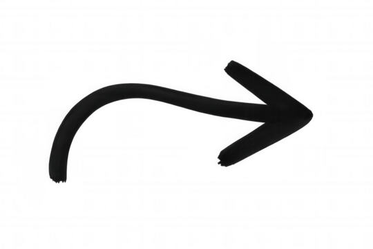 Black wavy arrow painted with brushstrokes, pointing rightward against transparent backdrop
