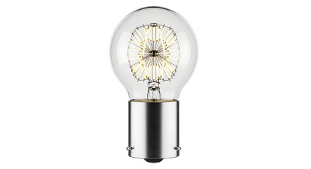 Isolated Clear glass candle shaped led light bulb with metal base