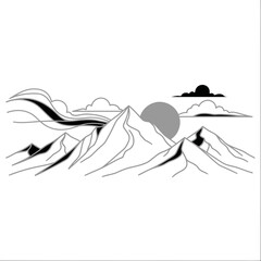 Vector art of minimalist black and white illustration of swimmer in midstroke