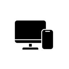 computer and smartphone icons, simple flat style, vector illustration, symbol, design logo template pictogram, for ui or ux isolated on white for mobile app, editable