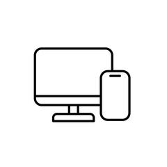 computer and smartphone icons, simple flat style, vector illustration, symbol, design logo template pictogram, for ui or ux isolated on white for mobile app, editable