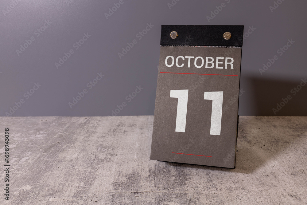 Poster october month, appointment date with number cube design. date 11.