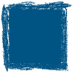 Grungy blue square border with rough brush texture and distressed edges. Vector illustration for design or decoration.