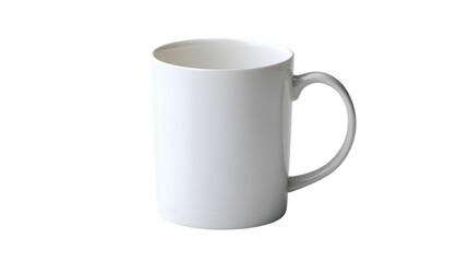 Obraz premium Classic glossy white ceramic coffee mug with a simple clean design and a smooth C-shaped handle.