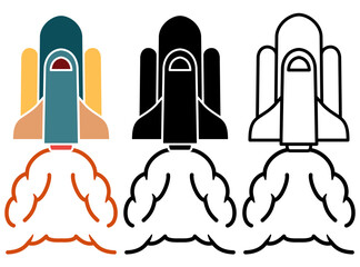 rocket icon, simple flat style, vector illustration, symbol, design logo template pictogram, for ui or ux isolated on white for mobile app, editable