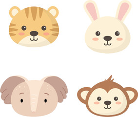 Wild Animal Faces Set