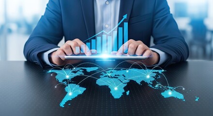Business growth global connection digital analysis image