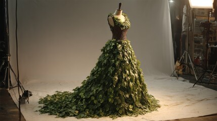 Unique leaf dress fashion design