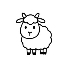 Naklejka premium Cartoon Sheep Vector Outline with Small Horns – Transparent Line Art Illustration. Cute cartoon sheep vector outline with small horns in doodle style. Black line art with transparent fill