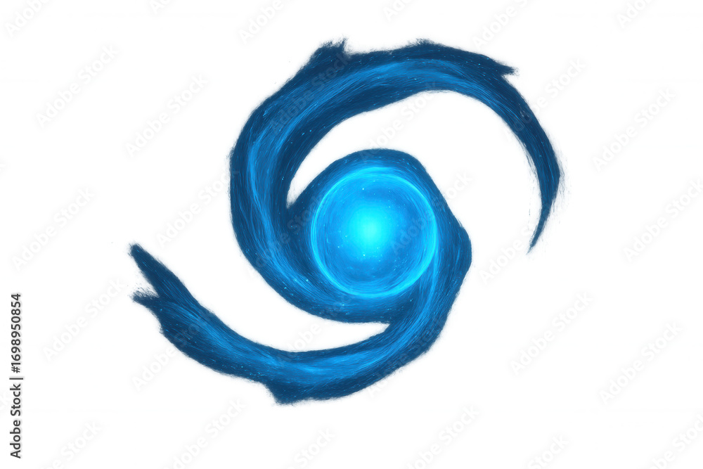 Aufkleber bright blue energy swirling around a central core, creating a dynamic vortex against a transparent b