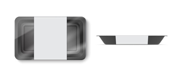 Food tray mockup, Plastic vacuum container for ready meals or frozen vegetables package mockup