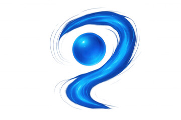 Translucent blue sphere balancing on curving geometric form, representing digital innovation and minimalist design concept