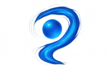 Translucent blue sphere balancing on curving geometric form, representing digital innovation and minimalist design concept