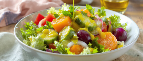 Fresh Vegetable Salad with Olive Oil Drizzle