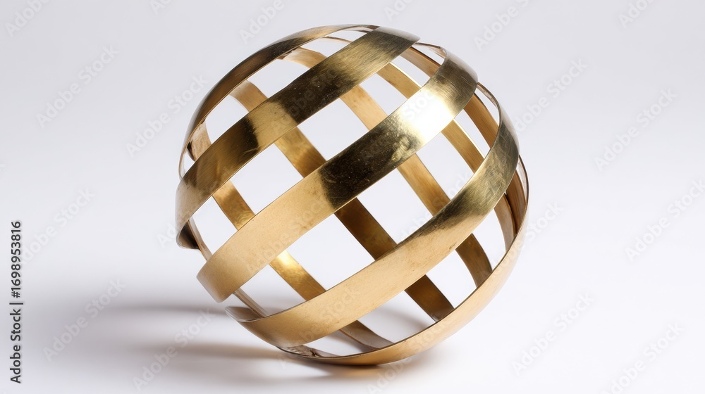 Poster golden decorative sphere designed with an intricate lattice pattern for modern home decor and elegan