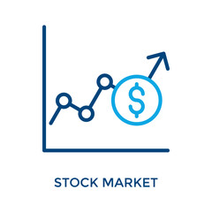 Stock Market Icon Outline Color Style. Vector Illustration For Graphic Design
