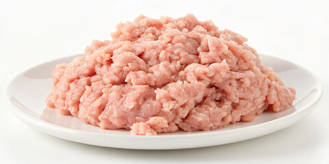 Pile of Ground Turkey on White Plate