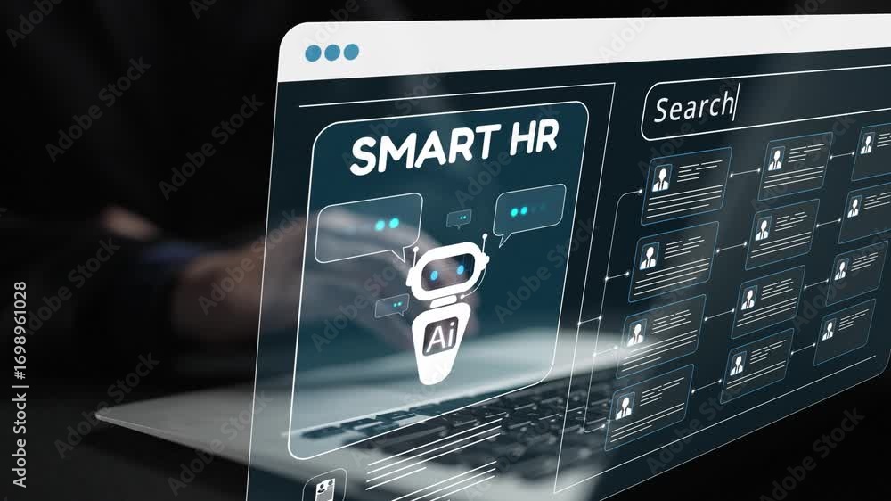 Poster smart hr system using ai and digital platforms for efficient recruitment, talent analytics, employee