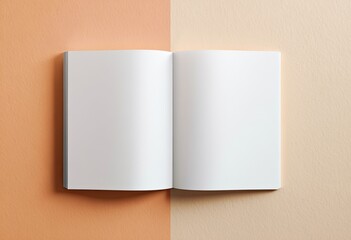 Open blank notebook on a two-toned background