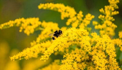 Close-up of a bee on vibrant yellow flowers