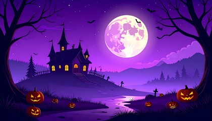Halloween castle at night