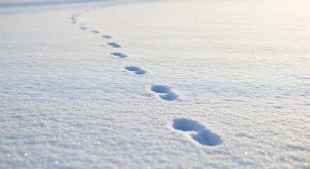 Footprints leading through pristine, sunlit snow evoke journey, solitude, and adventure in winter landscapes.