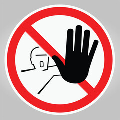 Prohibition Sign with Hand and Face Silhouette on Gray Background