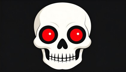 Cartoon skull with red eyes