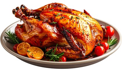 Roasted chicken on a platter