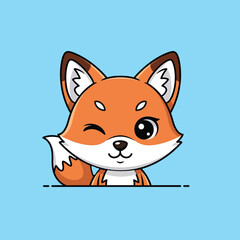Cute Winking Fox Cartoon Illustration