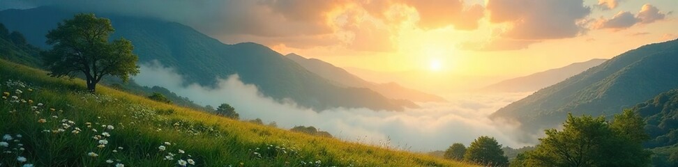 Serene landscape bathed in ethereal light, conveying a sense of spiritual peace and protection; perfect for concepts of sanctuary, refuge, and inner calm , solace, spiritual cover