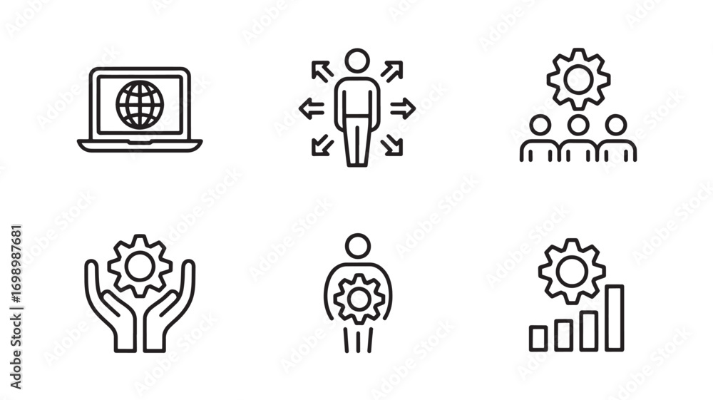 Poster global teamwork connection and collaboration icons for business technology and networking